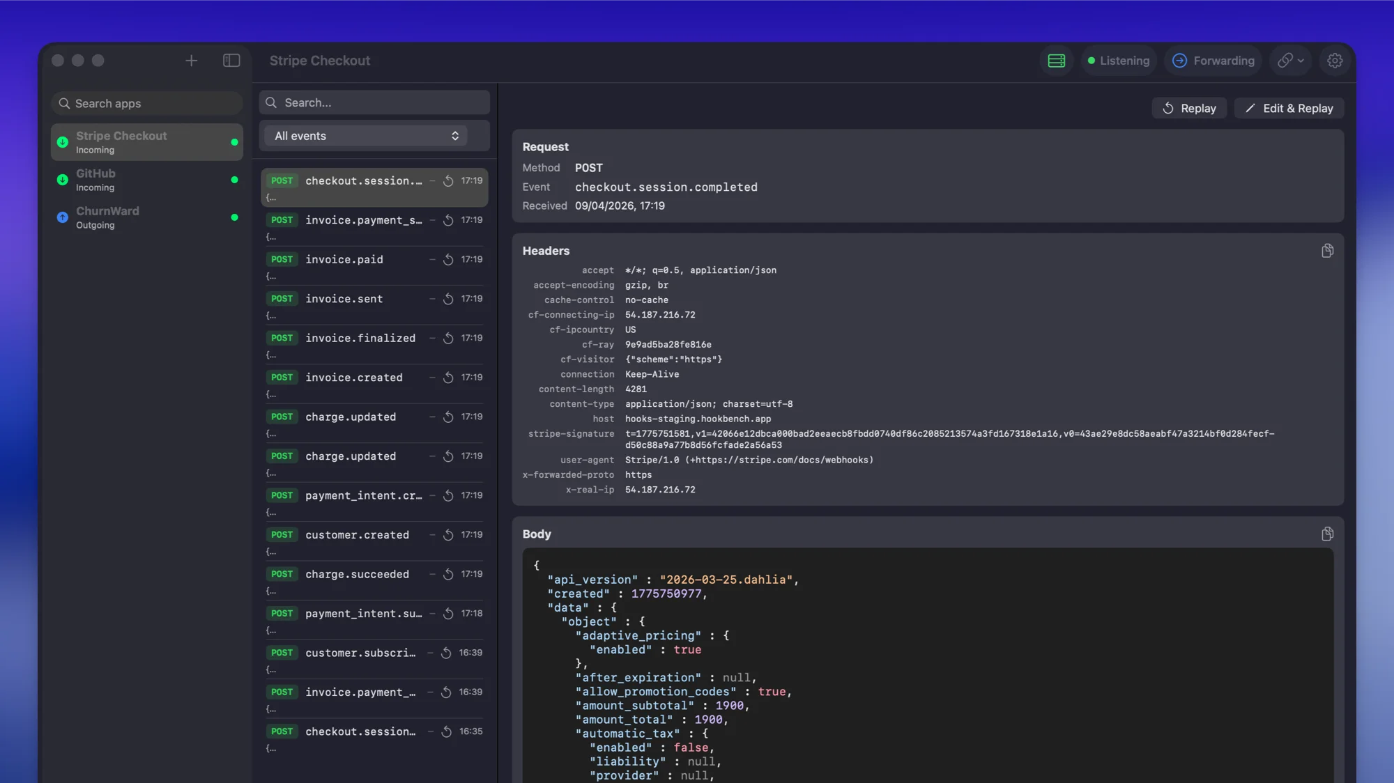 HookBench app screenshot