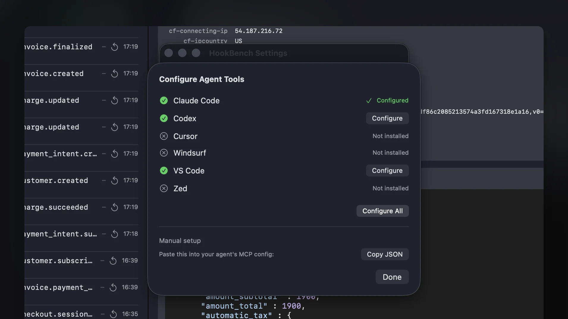HookBench MCP server in action